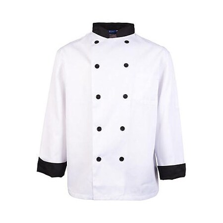 Allpoints Kng Xl Chef Coat Executive, Black Trim 1048XL
